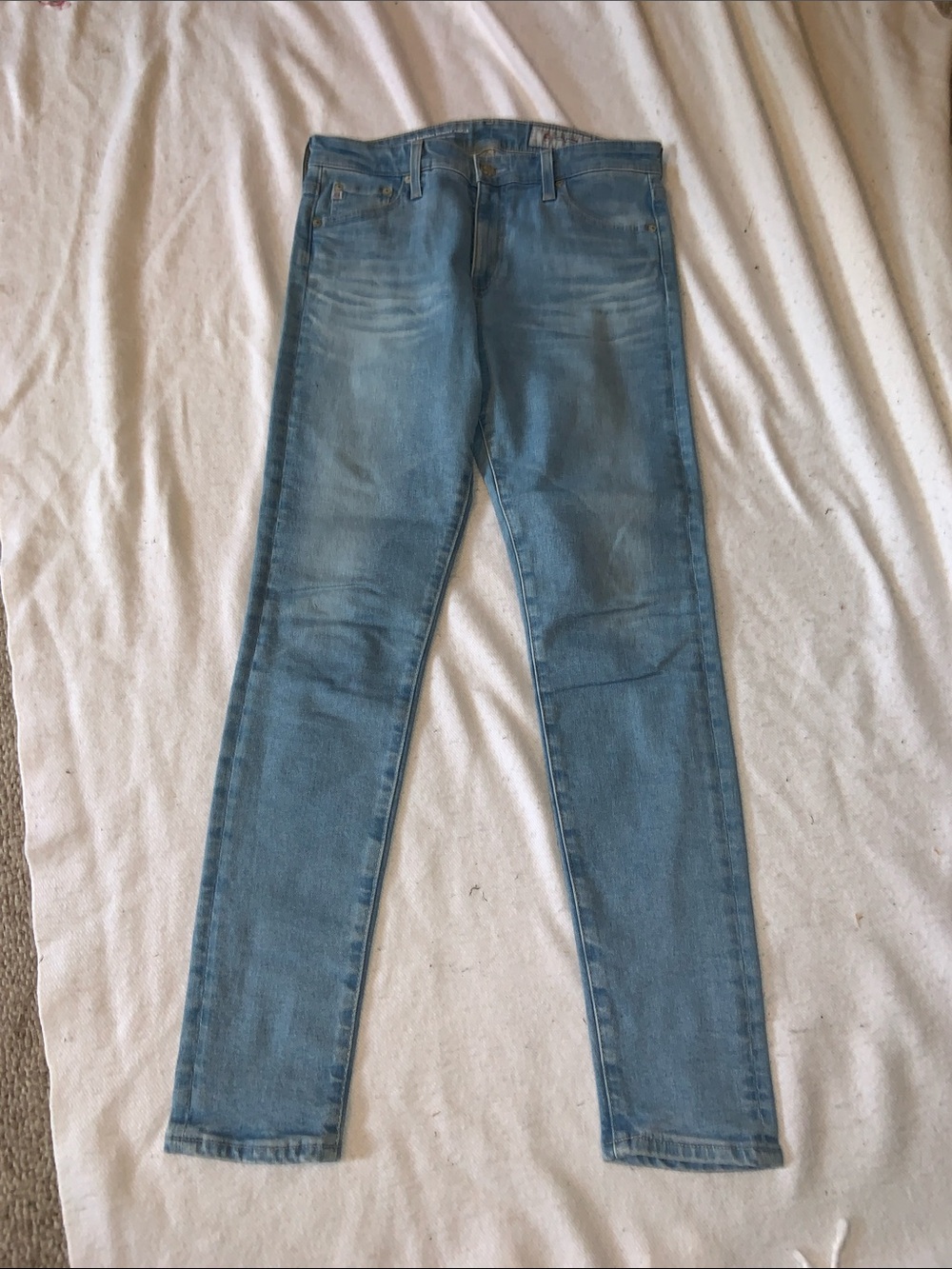 Light Blue AG ADRIANO Goldschmeid FARRAH SKINNY Jeans size 28 19 year wash ranso